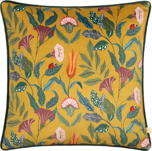 Make it a Home Wild Garden Columnaris Velvet Piped Bolster Cushion in Multicolour