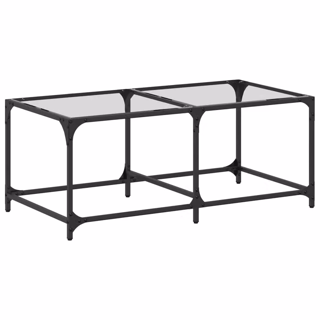 Berkfield Home Modern Rectangular Coffee Table with Transparent Glass Top and Brown Steel Frame, W: 98.5 cm, D: 50 cm, H: 40 cm – 2