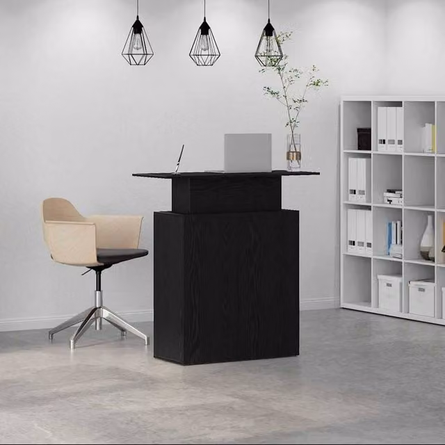 Berkfield Home Black Modern Reception Desk in Engineered Wood, W: 100 cm, D: 40 cm, H: 104 cm