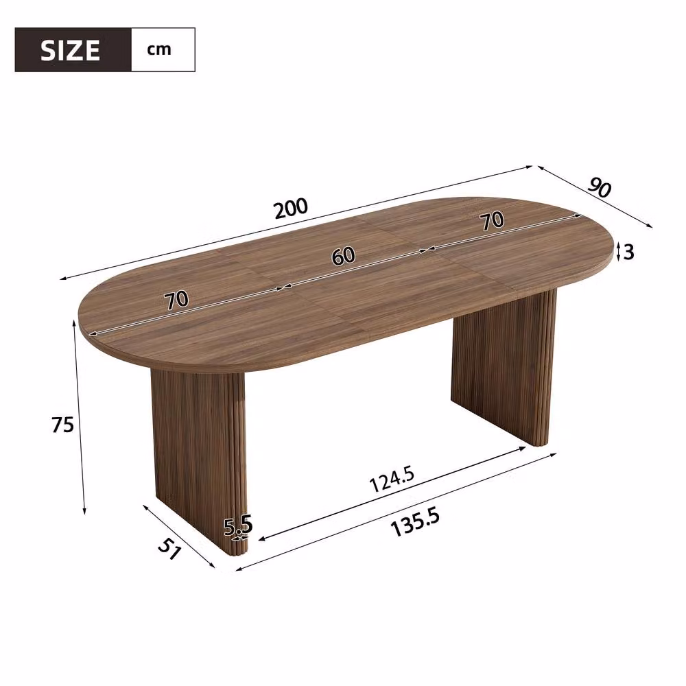Merax Oval Extendable Dining Table with Rounded Edges in Walnut Brown – 2