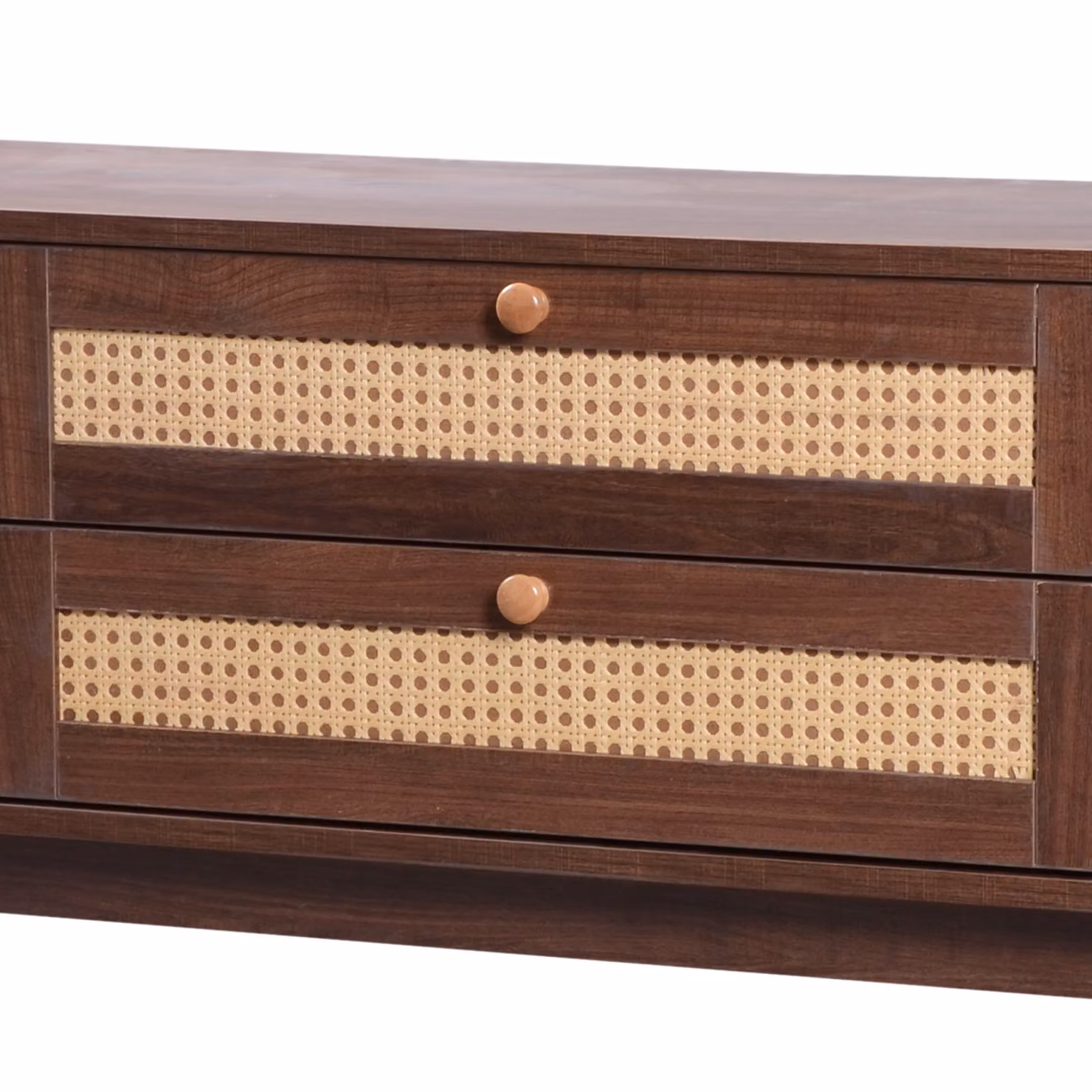 Aosom Modern Natural Walnut TV Stand with Rattan Drawers and Solid Wood Legs, W: 170 cm, D: 39.5 cm, H: 46 cm – 5