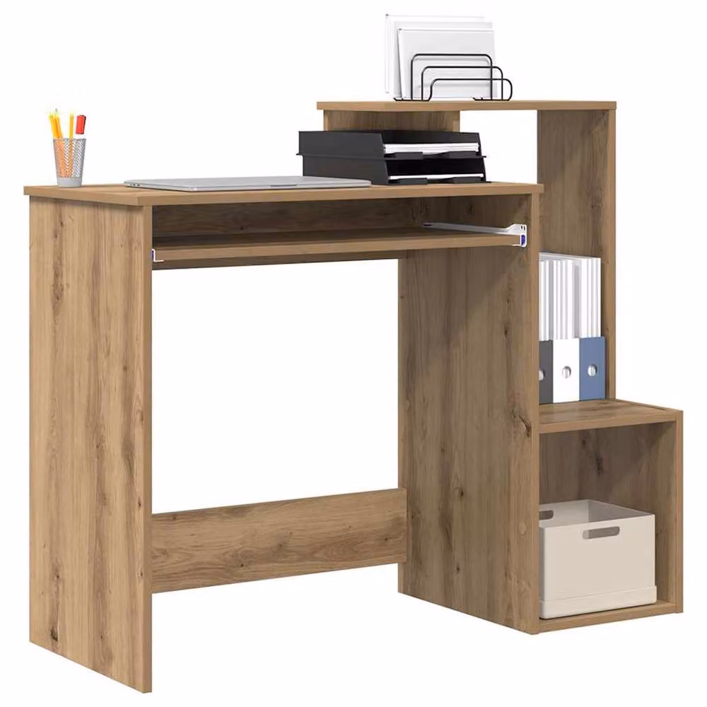 Berkfield Home Artisan Oak Computer Desk in Brown – 3