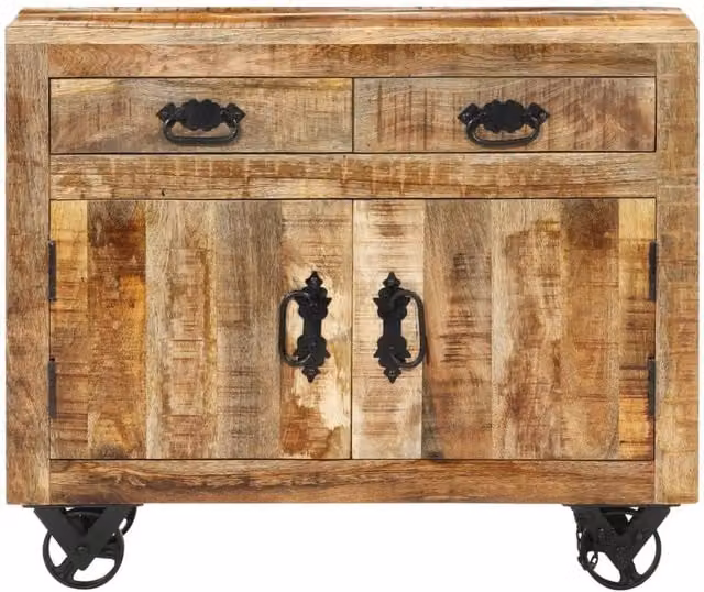 Berkfield Home Industrial Mango Wood Sideboard in Brown, W/D/H: 80 x 30 x 65 cm