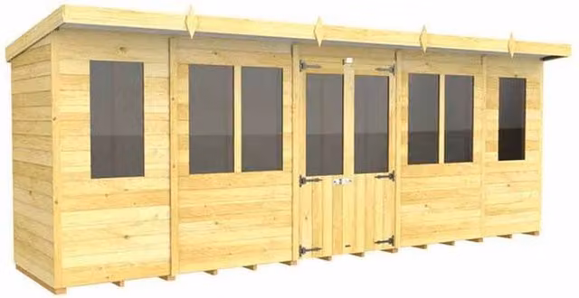 Buttercup Farm Brown Wood Pent Summer House W: 533 cm, D: 118 cm, H: 201 cm
