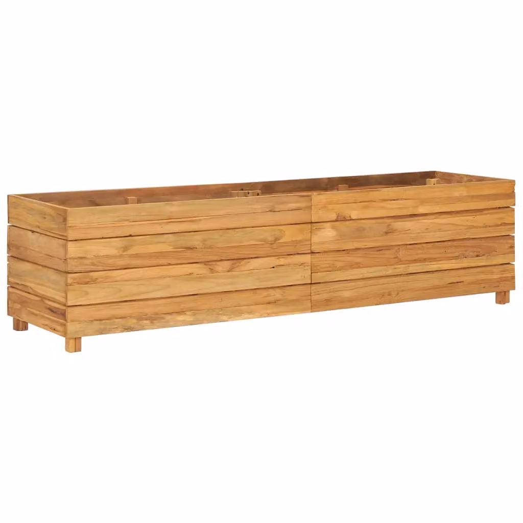 Berkfield Home Raised Bed in Brown Solid Wood Teak and Steel, W/D/H: 150 x 40 x 38 cm – 2