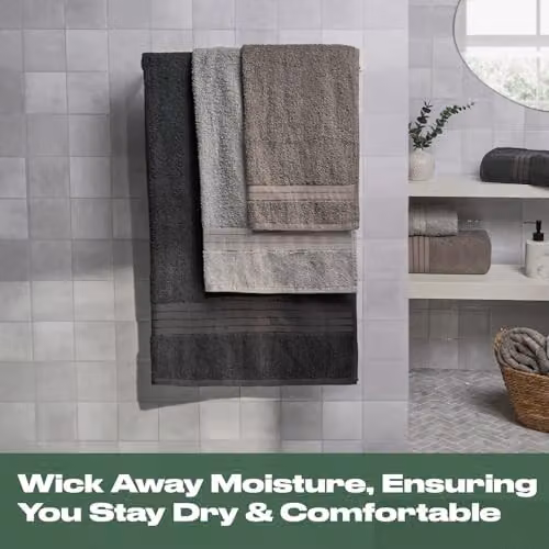 OHS 4 Pack of Grey Cotton Terry Bathroom Hand Towels, W/D/H: 50 x 50 x 50 cm – 2