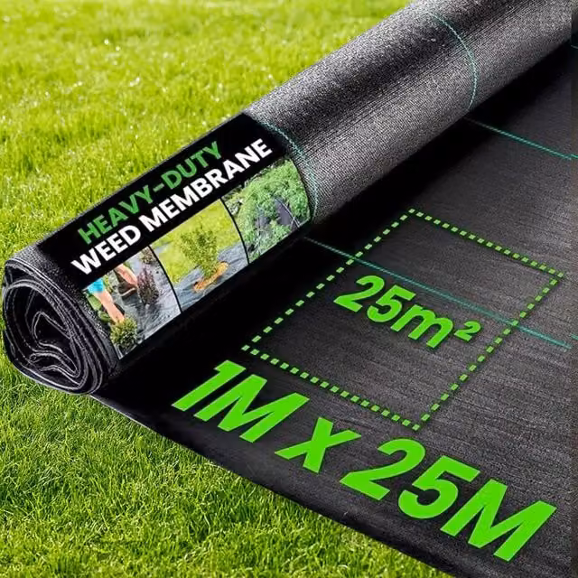 Green Thumbz Heavy Duty Weed Control Fabric, Black, W: 1 m, L: 25 m