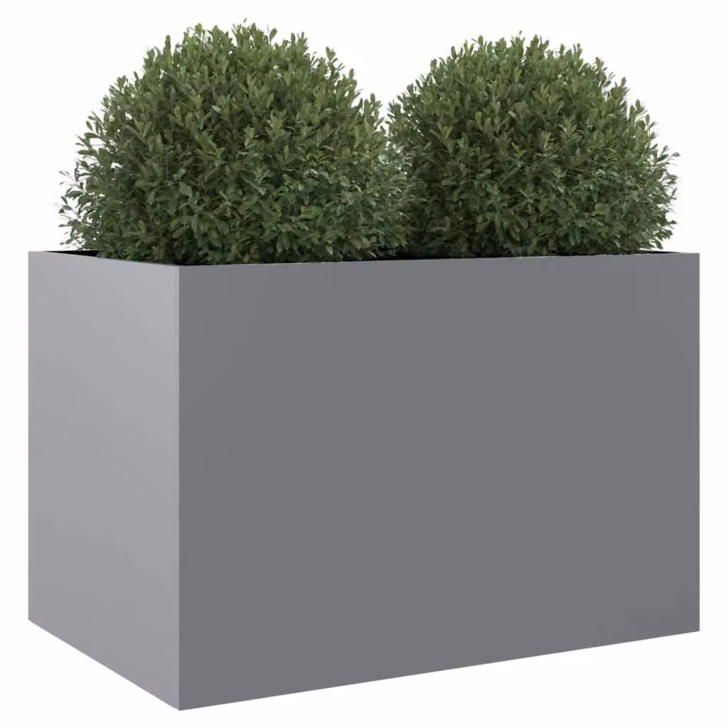 Berkfield Home Silver Galvanised Steel Planter Tub, W: 62 cm, D: 47 cm, H: 46 cm – 3