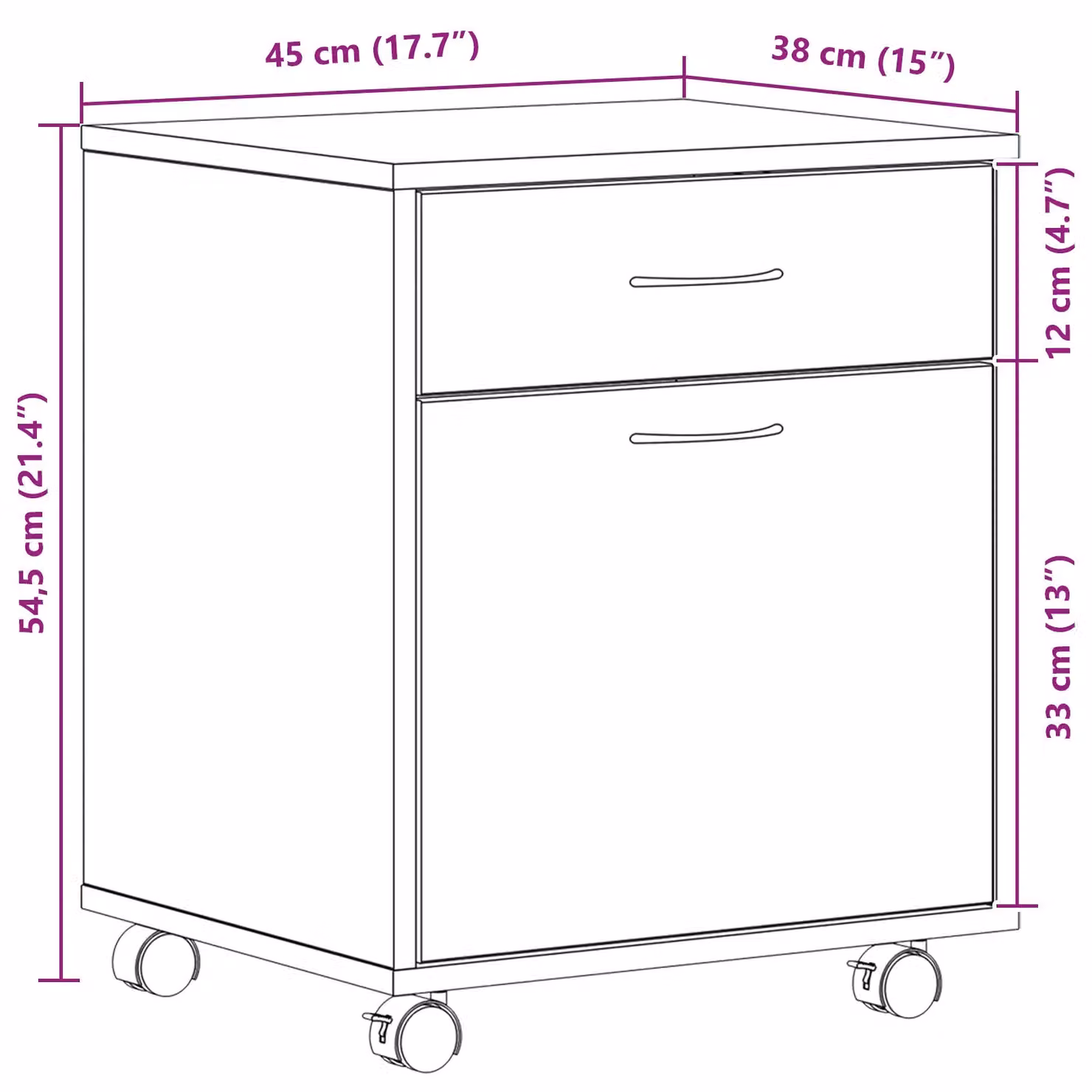 Berkfield Home Rolling Cabinet in Black Oak, W/D/H: 45 x 38 x 54 cm – 7
