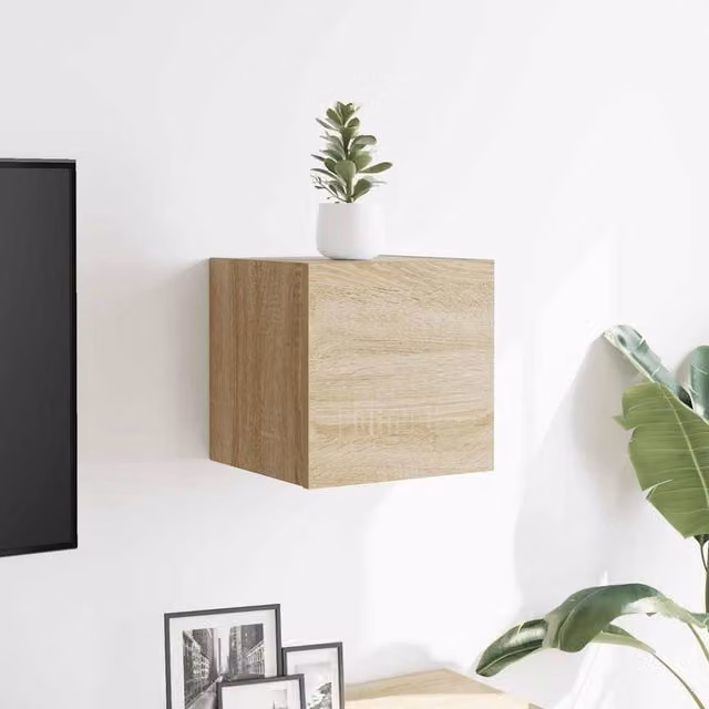 Berkfield Home Wall Mounted TV Cabinet in Sonoma Oak, Light Tan, W/D/H: 30.5 x 30 x 30 cm – 1