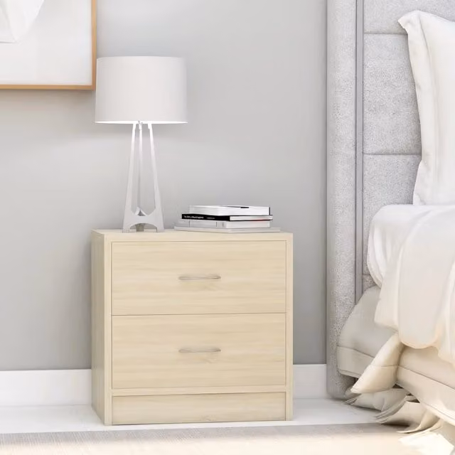 Berkfield Home Set of 2 Sonoma Oak Bedside Cabinets in Brown, W/D/H: 40 x 30 x 40 cm