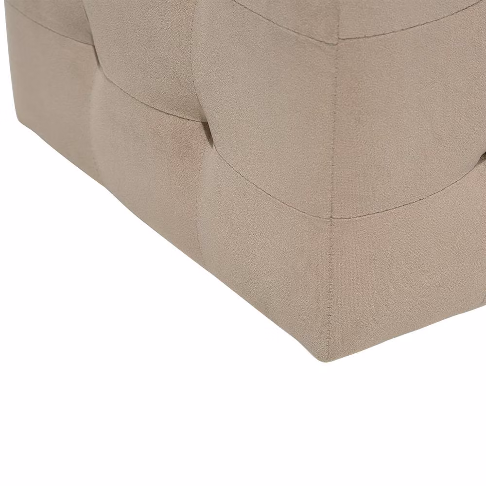 Wyld and Coco Light Brown Velvet Tufted Storage Ottoman Bench – 6