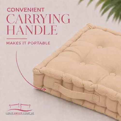 Home Sweet Home UK Adult Chunky Booster Cushion in Beige, 100% Cotton, W/D/H: 45 x 45 x 10 cm – 4