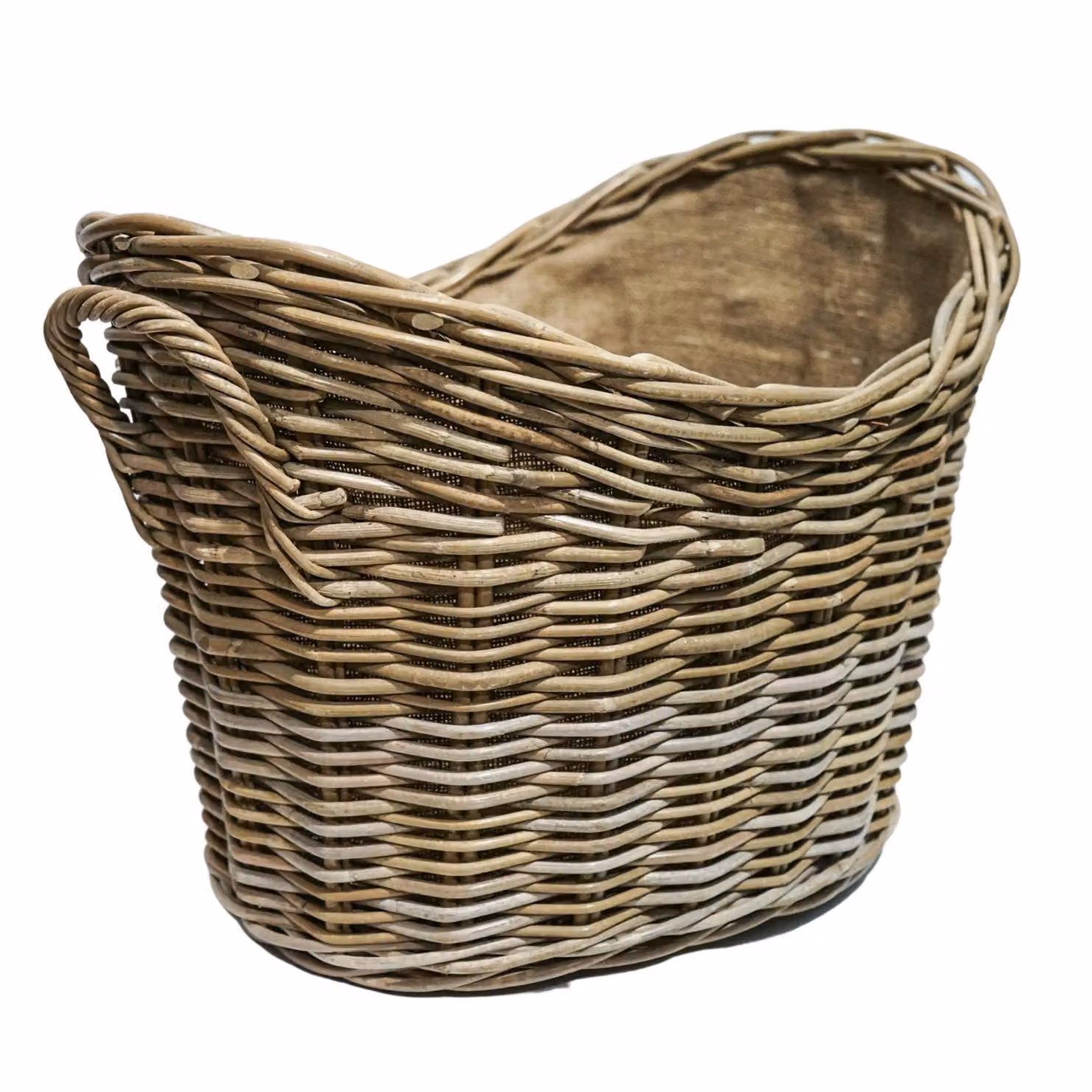 Ivyline Wicker Log Basket in Natural Beige with Handles, W: 55 cm, H: 39 cm – 2