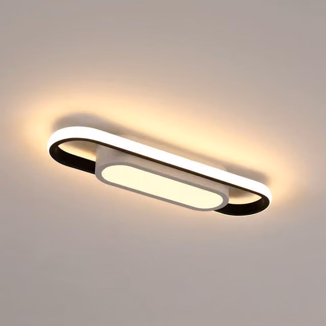 Pheashine Modern Oval LED Ceiling Light, 30W Warm White, Black and White, W/D/H: 40 x 40 x 12.5 cm – 1