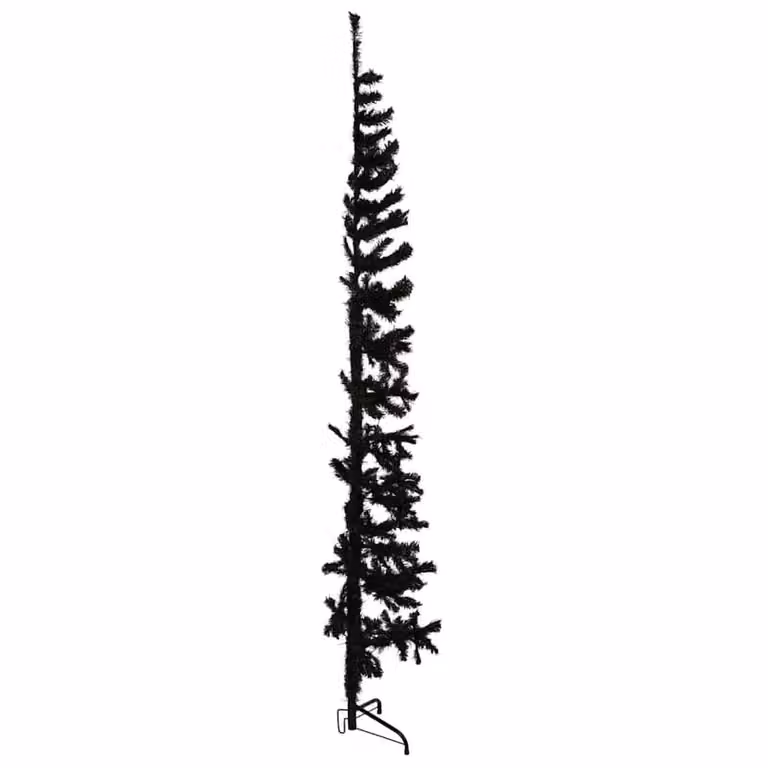 Berkfield Home Slim Artificial Half Christmas Tree with Stand, Black, Height: 210 cm