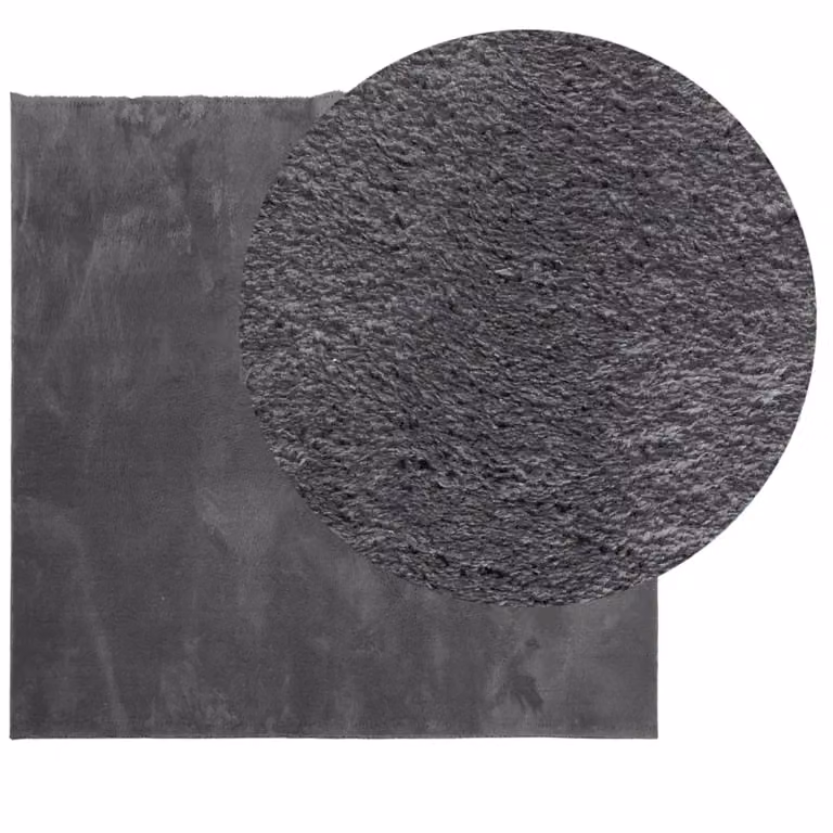Berkfield Home Round Short Pile Soft and Washable Anthracite and Black Rug, Diameter: 100 cm