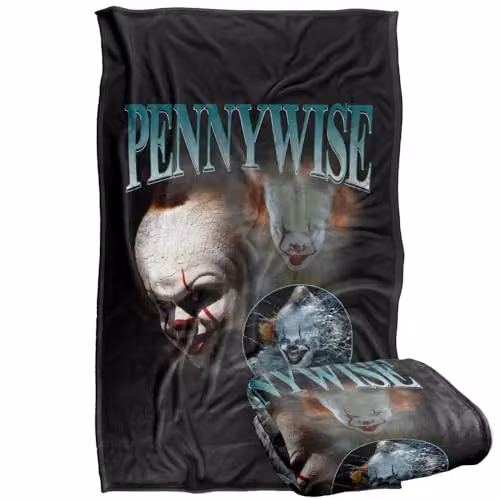 LOGOVISION It Chapter 2 Pennywise Bootleg Super Soft Silky Touch Fleece Throw Blanket, Multicolour, W/D/H: 91 x 147 cm – 1
