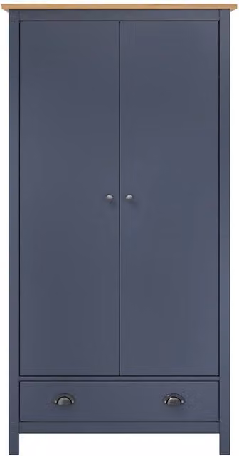 Berkfield Home 2-Door Hill Wardrobe in Grey and Blue Solid Pine Wood W/D/H: 89 x 50 x 170 cm – 1