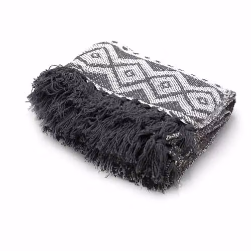 KDMD Boho Comfort Grey Geometric Cotton Throw W/D/H: 125 x 150 cm – 2