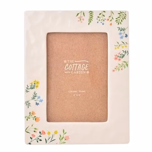 Widdop and Co The Cottage Garden Floral Ceramic Photo Frame, White, 10 x 15 cm – 1