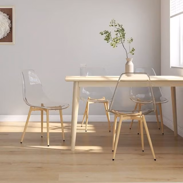 Berkfield Home Set of 4 Modern Transparent PET Dining Chairs in Black – 1