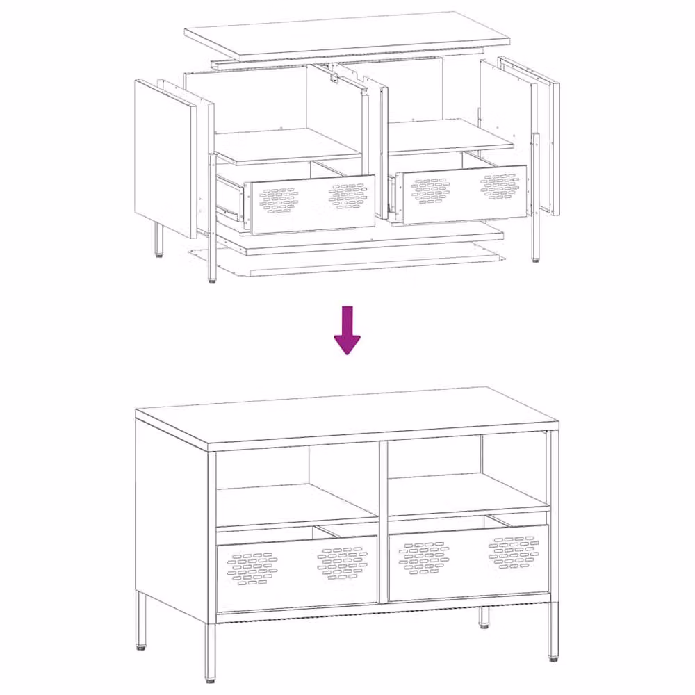 Berkfield Home White Industrial TV Cabinet in Matt Cold-rolled Steel, W: 68 cm, D: 39 cm, H: 43.5 cm – 3