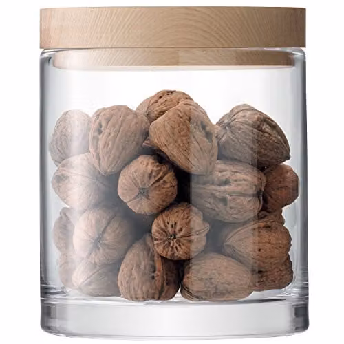LSA International Lotta Glass Container with Ash Wood Lid, Clear, H: 19 cm