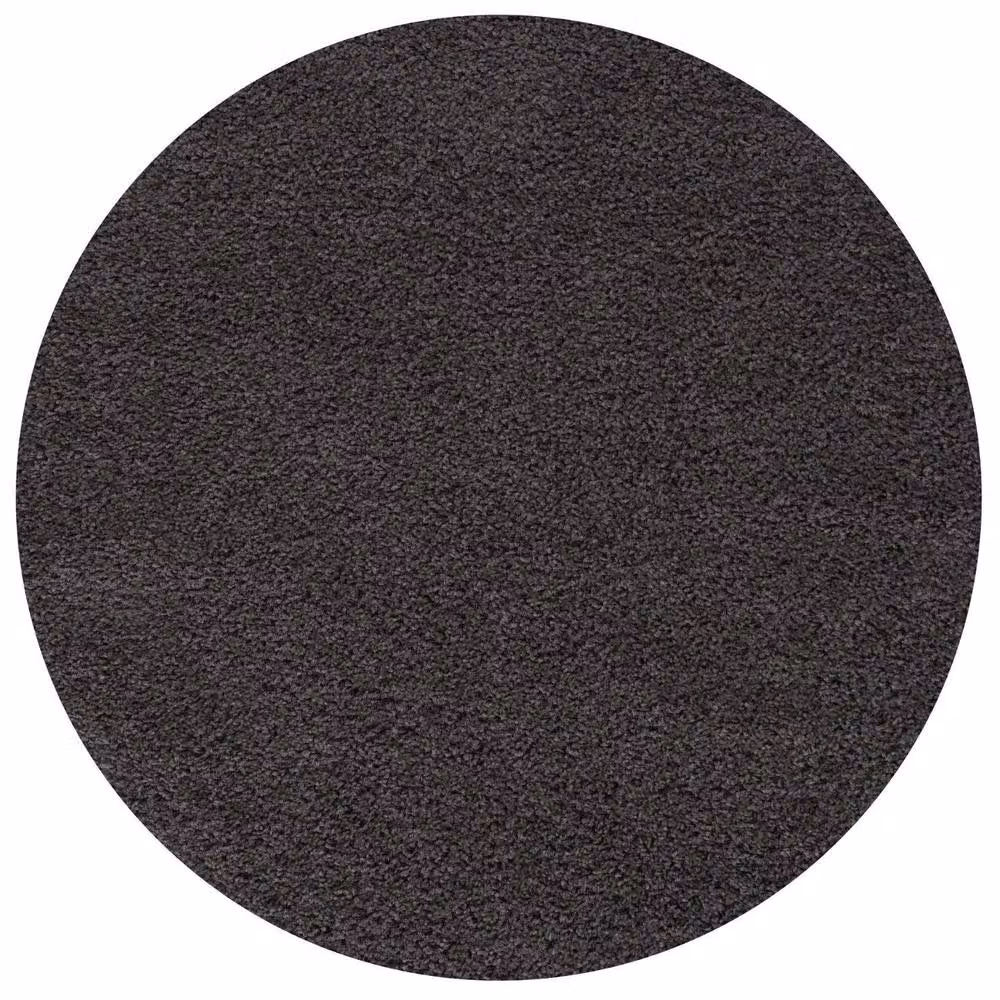 THE RUGS Soft Plain High Pile Shaggy Round Rug in Dark Grey, Diameter: 120 cm – 8