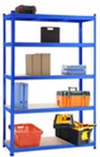 EONLION Blue Metal and MDF Freestanding Garage Shelving Unit with 5 Adjustable Tiers, H 180 cm x W 120 cm x D 45 cm – 1