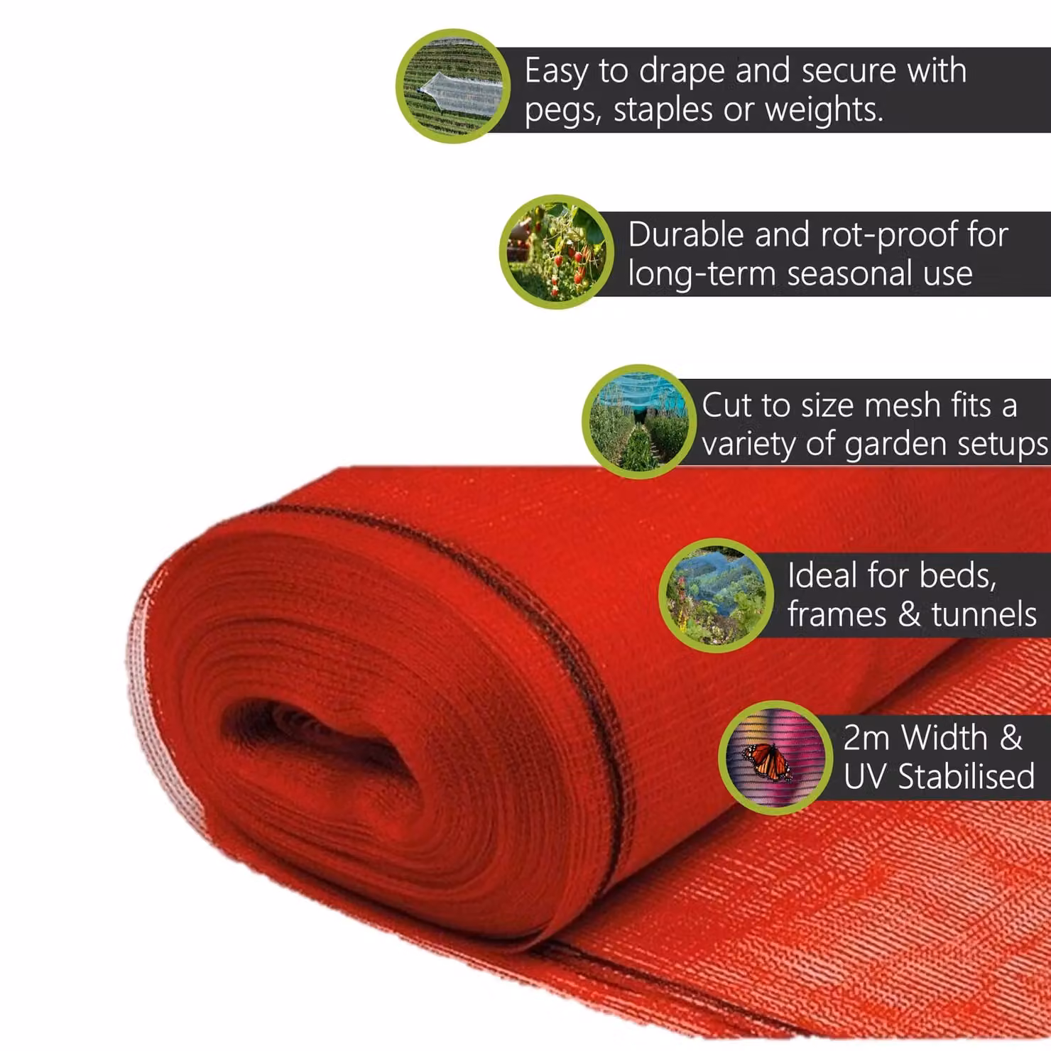 Pegdev Red Strawberry Netting UV Resistant Plastic Mesh for Fruit and Vegetable Gardens, 40m – 2