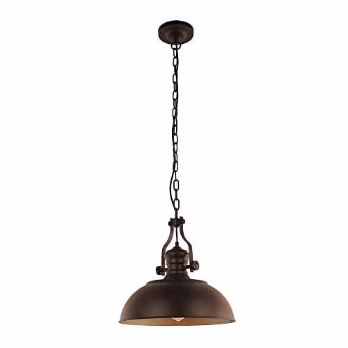 Netlighting Industrial Bronze and Gold Metal Alloy Dome Hanging Pendant Light with E27 Socket – 1
