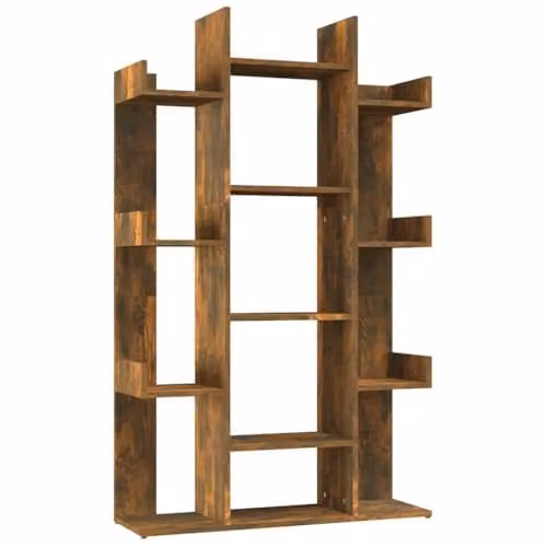 vidaXL Modern Book Cabinet in Smoked Oak, W: 86 cm, D: 25.5 cm, H: 140 cm