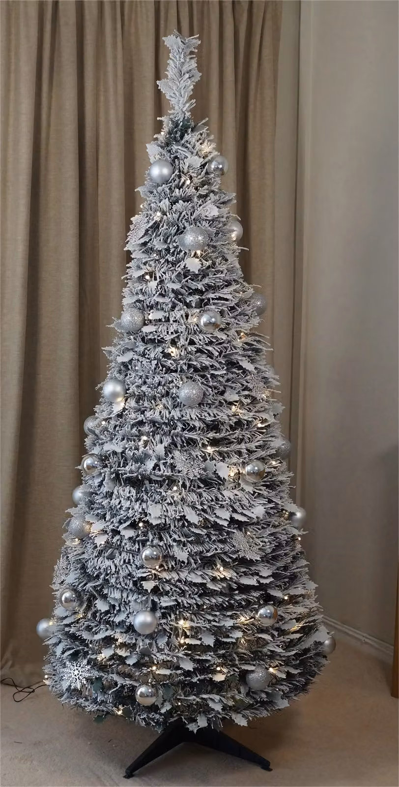 Xmas Haus 2.1m Pre-Lit LED PopUp Silver Decor Christmas Tree – 2