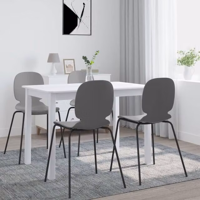 Berkfield Home White Rectangular Dining Table in Solid Rubber Wood, W: 114 cm, D: 71 cm, H: 75 cm