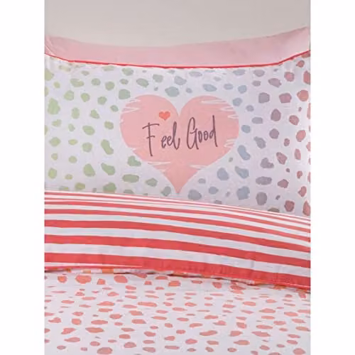 Rapport Dalmatian Blush Piped Edged Double Duvet Cover and Pillowcase Set, Pink, W/D/H: 200 x 200 cm and 50 x 75 cm
