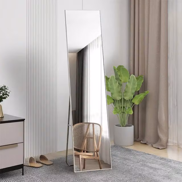 Livingandhome Dual-use Full Length Rectangular Mirror in Silver and White