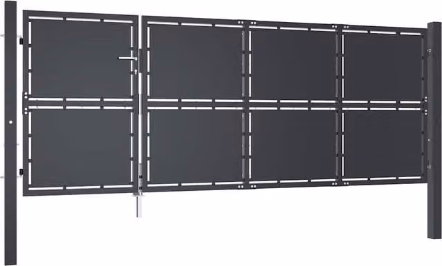 Berkfield Home Steel Swing Garden Gate in Anthracite Grey, W: 350 cm, H: 125 cm