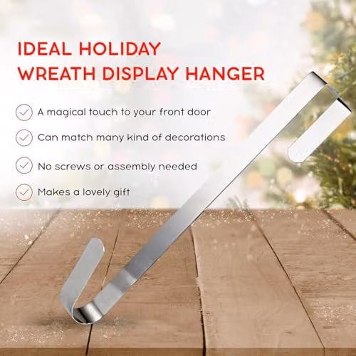 Shatchi Metal Wreath Hanger in Silver, 30 cm – 3
