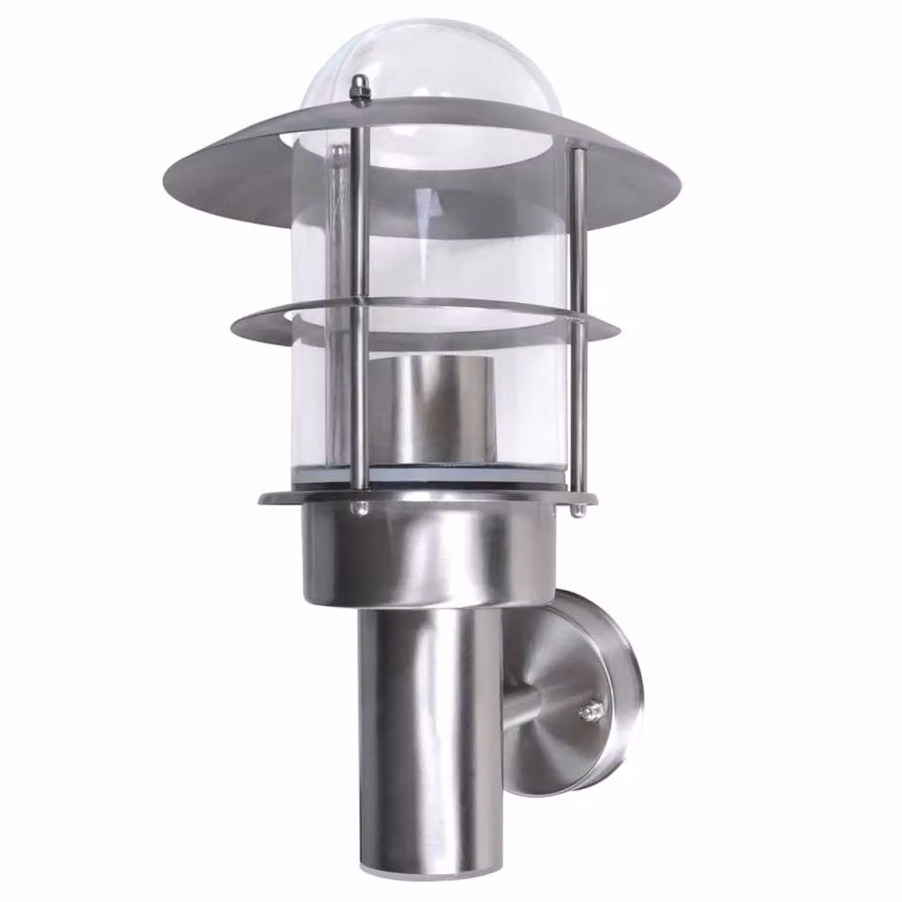Berkfield Home Modern Stainless Steel Patio Wall Light in Silver – 3