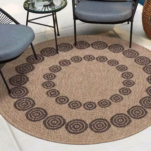 Desire Rugs Modern Harper Black Round Machine Woven Kilim Rug