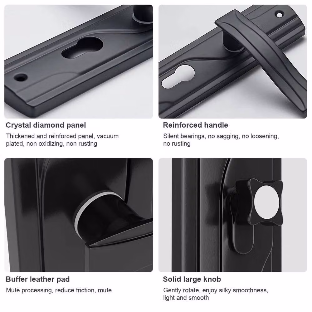 PAWNORA Matt Black Stainless Steel Lever Lock Set with Long Backplate – 2