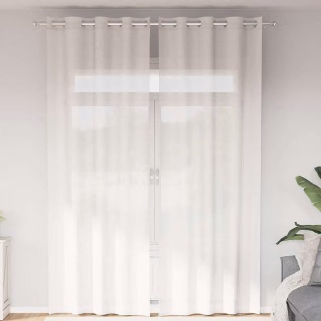 Berkfield Home White Semi-Transparent Voile Fabric Curtains with Eyelets, 2 Pack