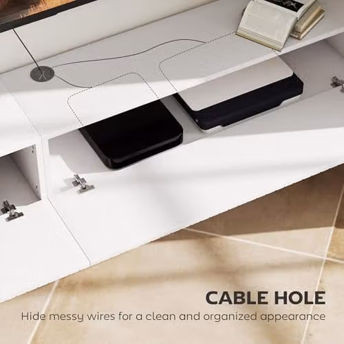 HOMCOM White Minimalist Wall Mounted Floating TV Unit for Televisions up to 72 Inch, W: 180 cm, D: 25 cm, H: 22 cm – 3