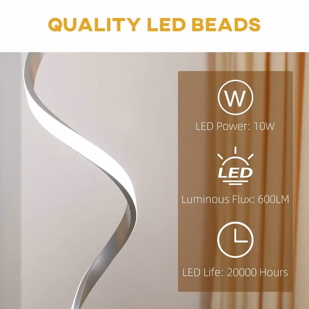 Wyld Haus Marimba Silver Spiral LED Floor Lamp, Dimmable – 4