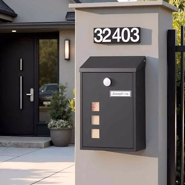 The Bazaarist Wall Mounted Post Box with Window and Nameplate, Black, W/D/H: 31.8 x 21.8 x 9.0 cm – 1