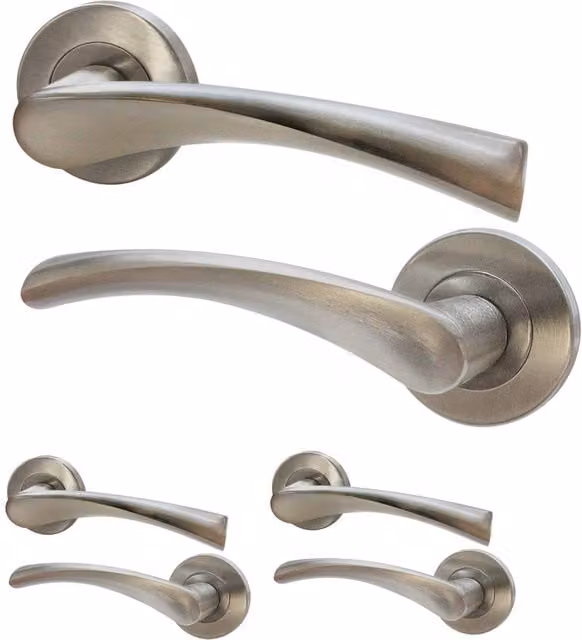 AFIT Novi Range Satin Nickel Internal Twist Door Handles, 3 Pairs, Silver – 1