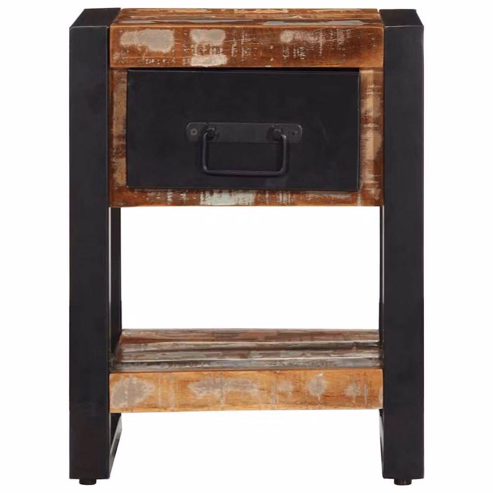 Berkfield Home Beautiful Set of 2 Multicolour Rustic Mango Wood Bedside Cabinets – 3