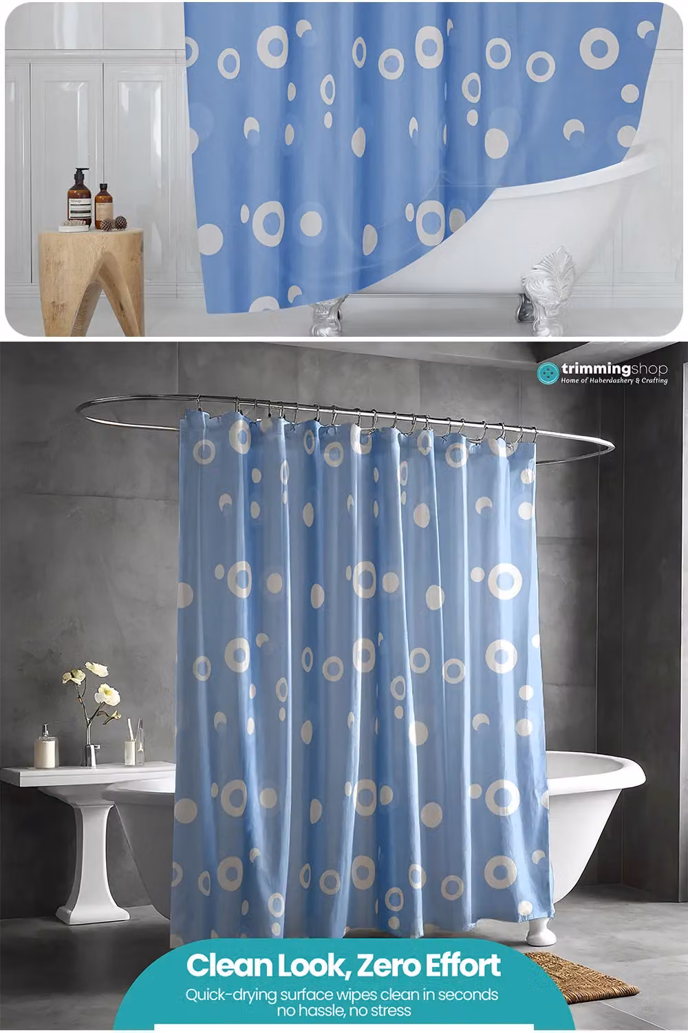 Neel Blue Mandala Polyester Water-Resistant Shower Curtain in Blue, W: 180 cm, H: 200 cm – 4