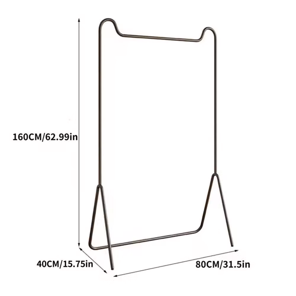 SPETLEK Matt Black Metal Freestanding Single Clothes Rail with Continuous Linear Rail, W/D/H: 80 x 160 cm – 2